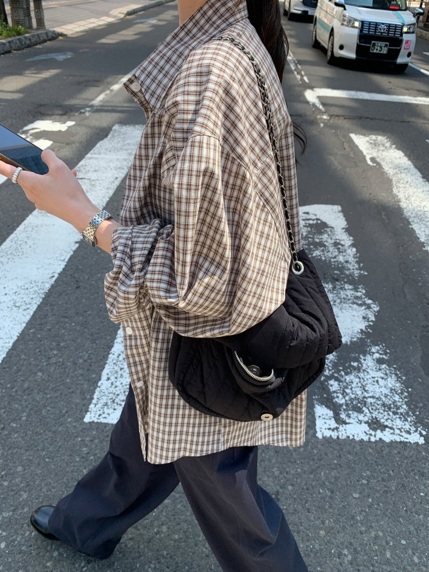 * Autumn Check Oversized Shirt