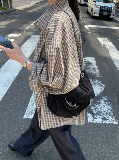 * Autumn Check Oversized Shirt