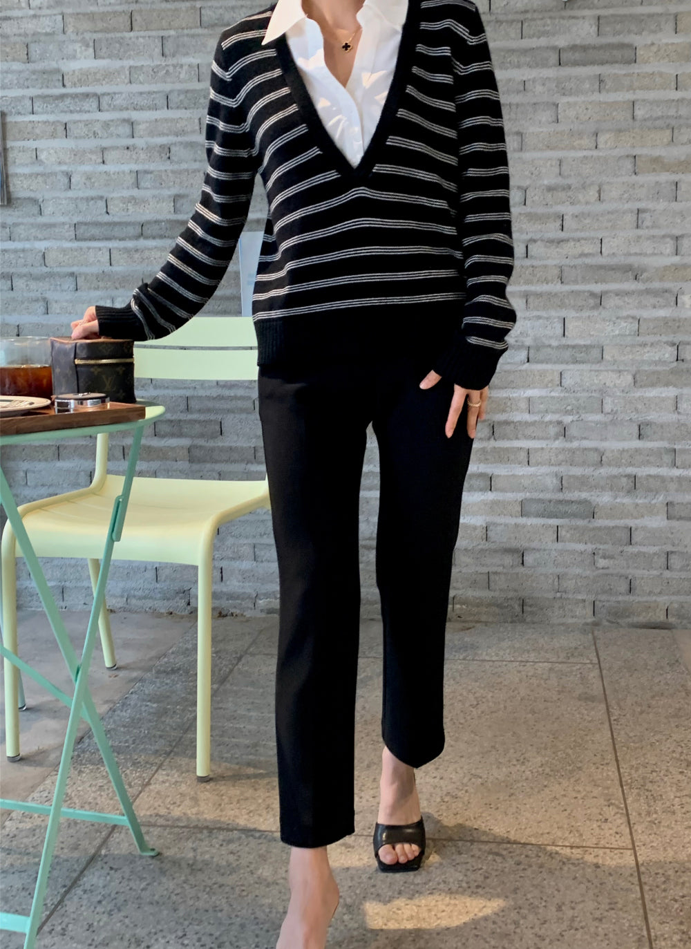 *셔츠 레이어드 니트 탑