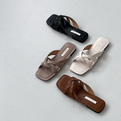 *Woven Strap Flat Slippers