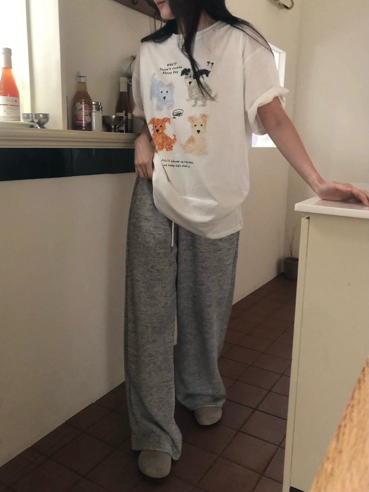* Dog Graphic Oversized T-Shirt