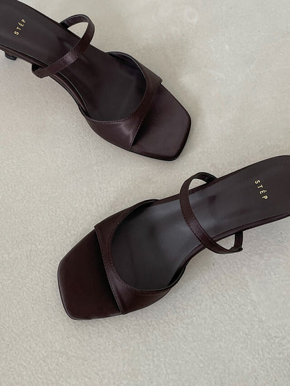 *Simple Satin Toe-Open Mule Heels