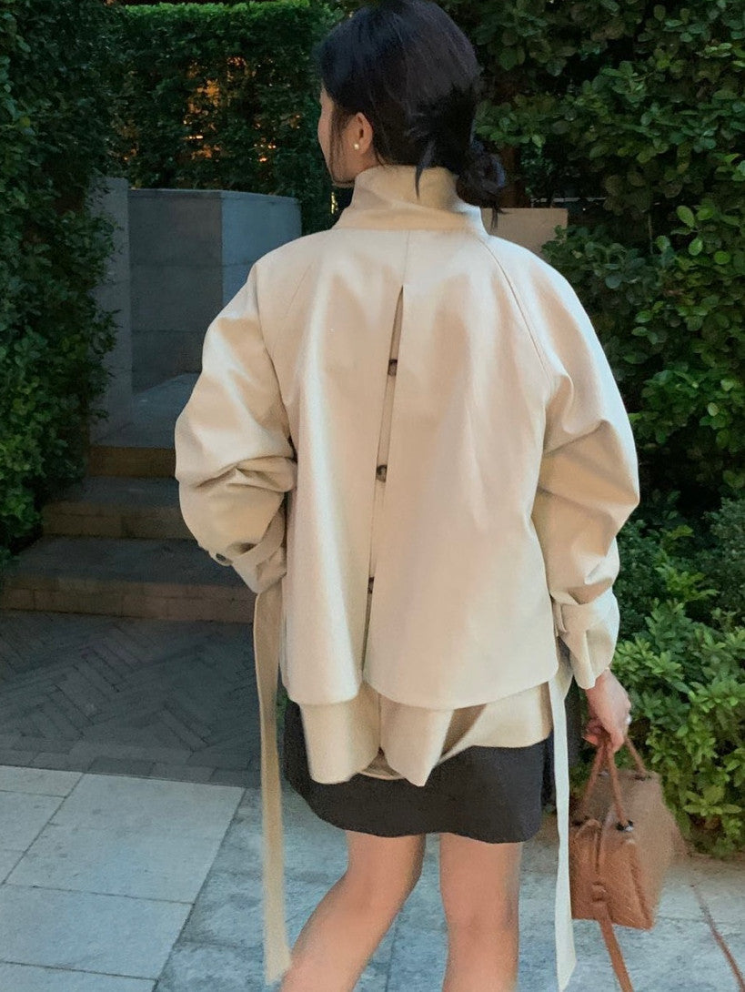 *Back Button Trench Jacket