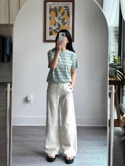 Three Button Ivory Pants - AdoreMeU
