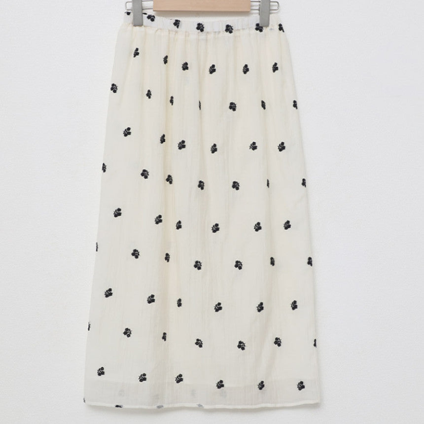 *Floral Embroidered Chiffon Skirt