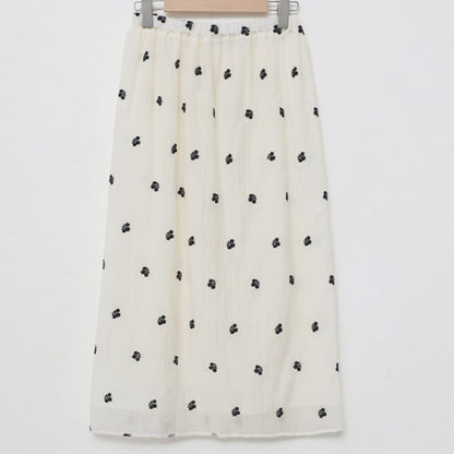 *Floral Embroidered Chiffon Skirt