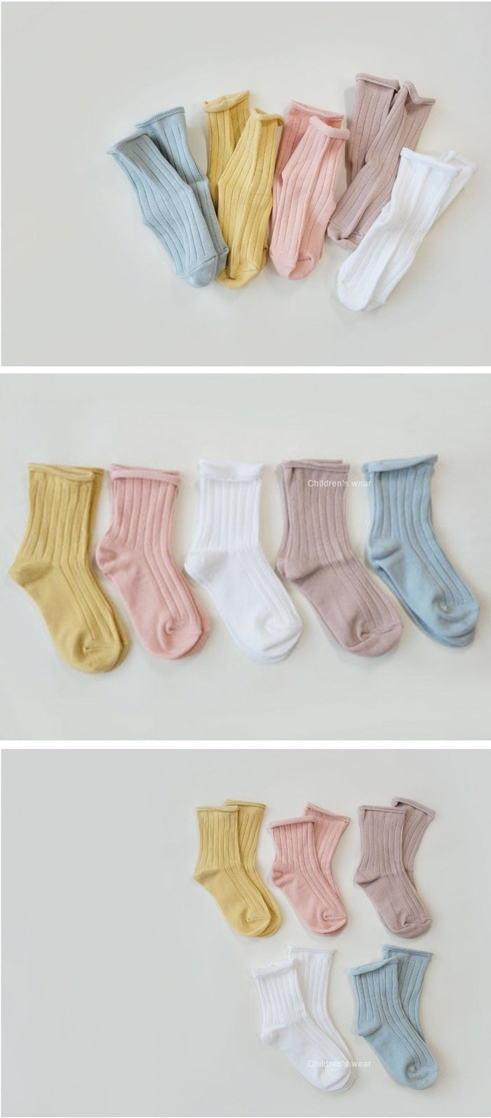 Roll Top Ribbed Socks (5pairs/set)