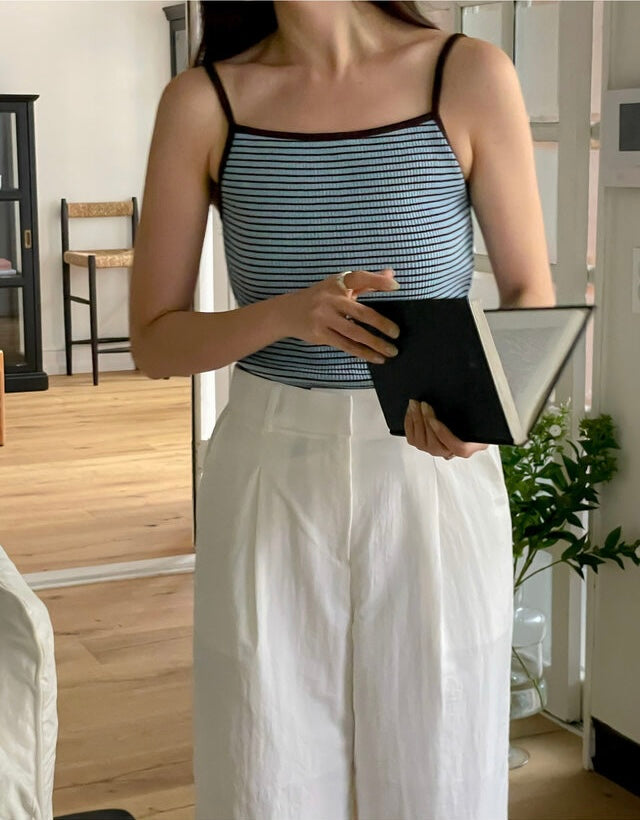 * Stripe Contrast Sleeveless Top