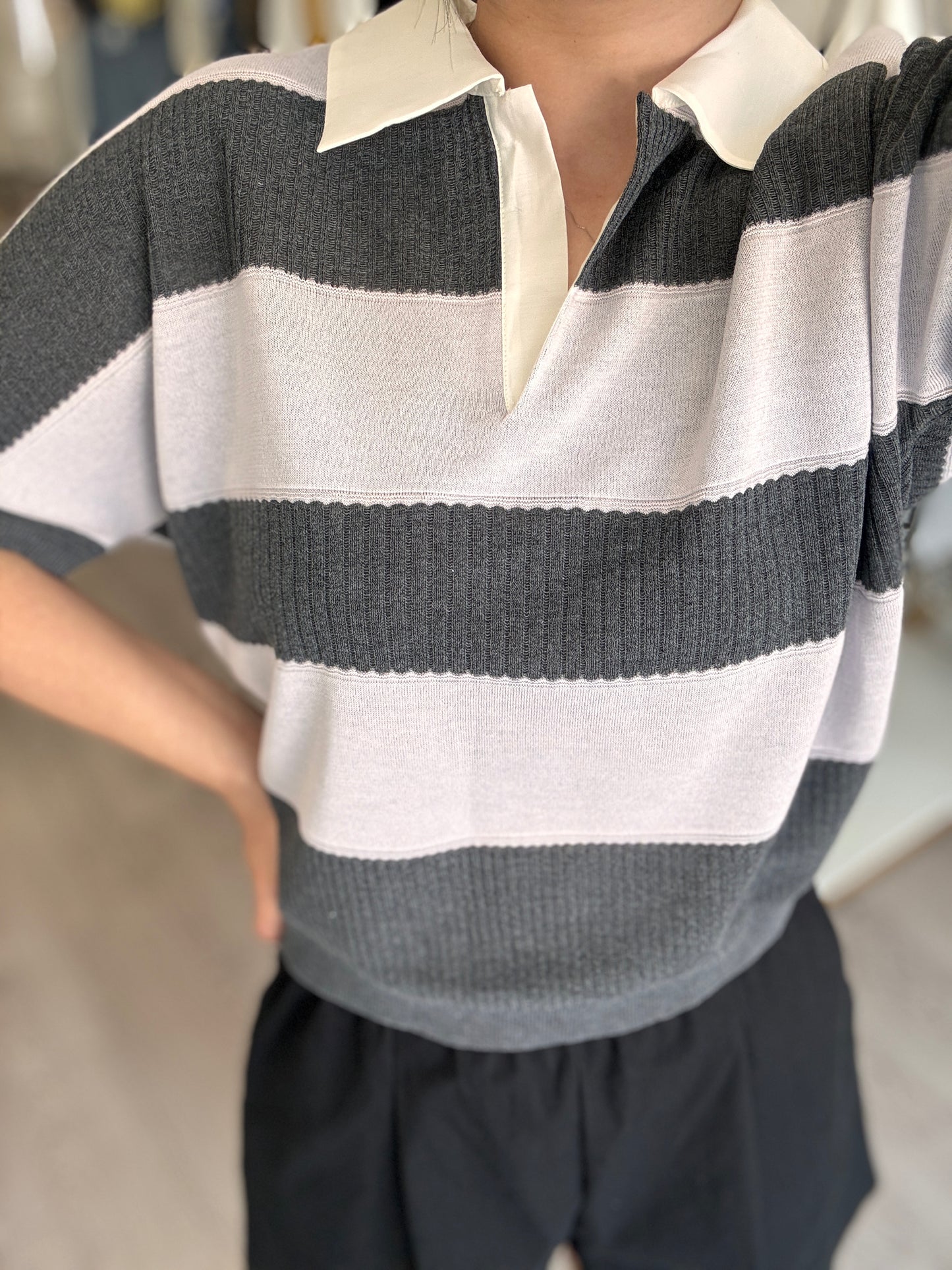 Stripe Collar Summer Knit(~7/9)
