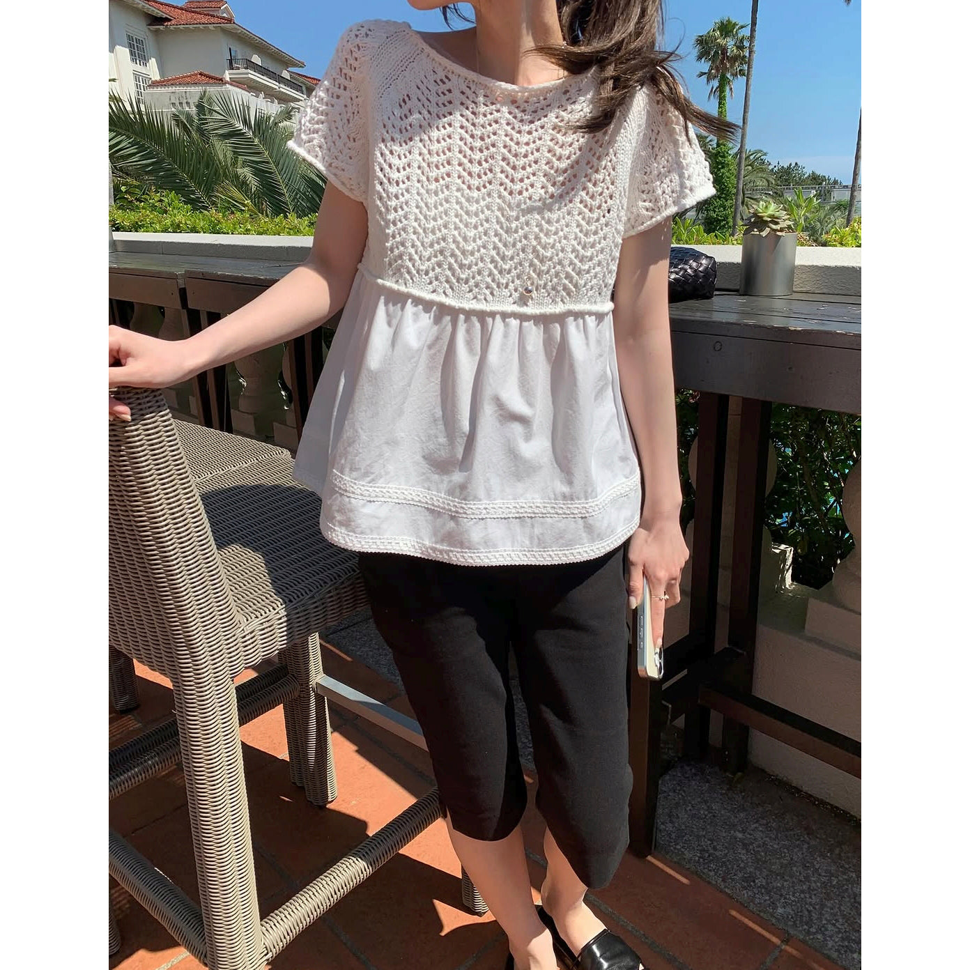 *Layered Crochet Knit Top