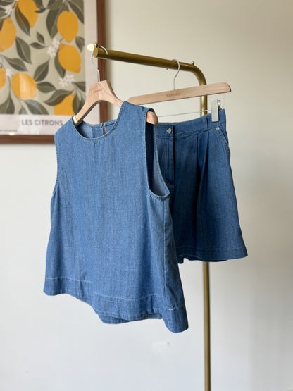 A-Line Tank & Soft Denim Shorts Set - AdoreMeU