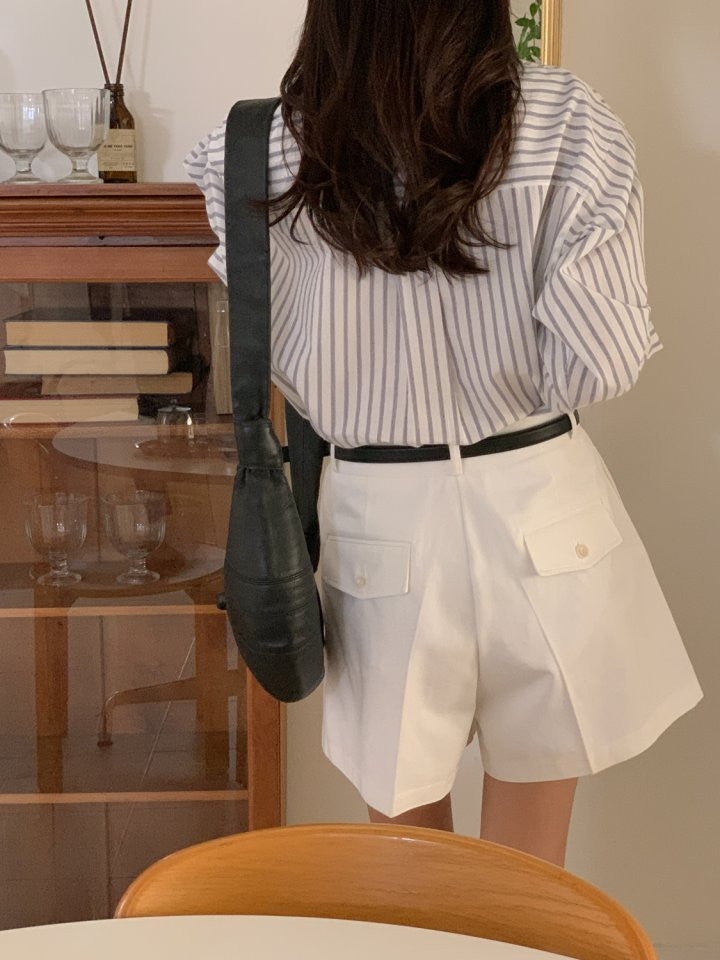 * Pintuck Cotton Shorts