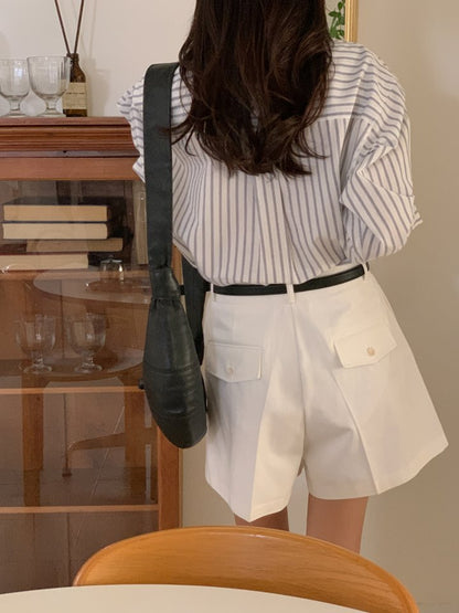 * Pintuck Cotton Shorts