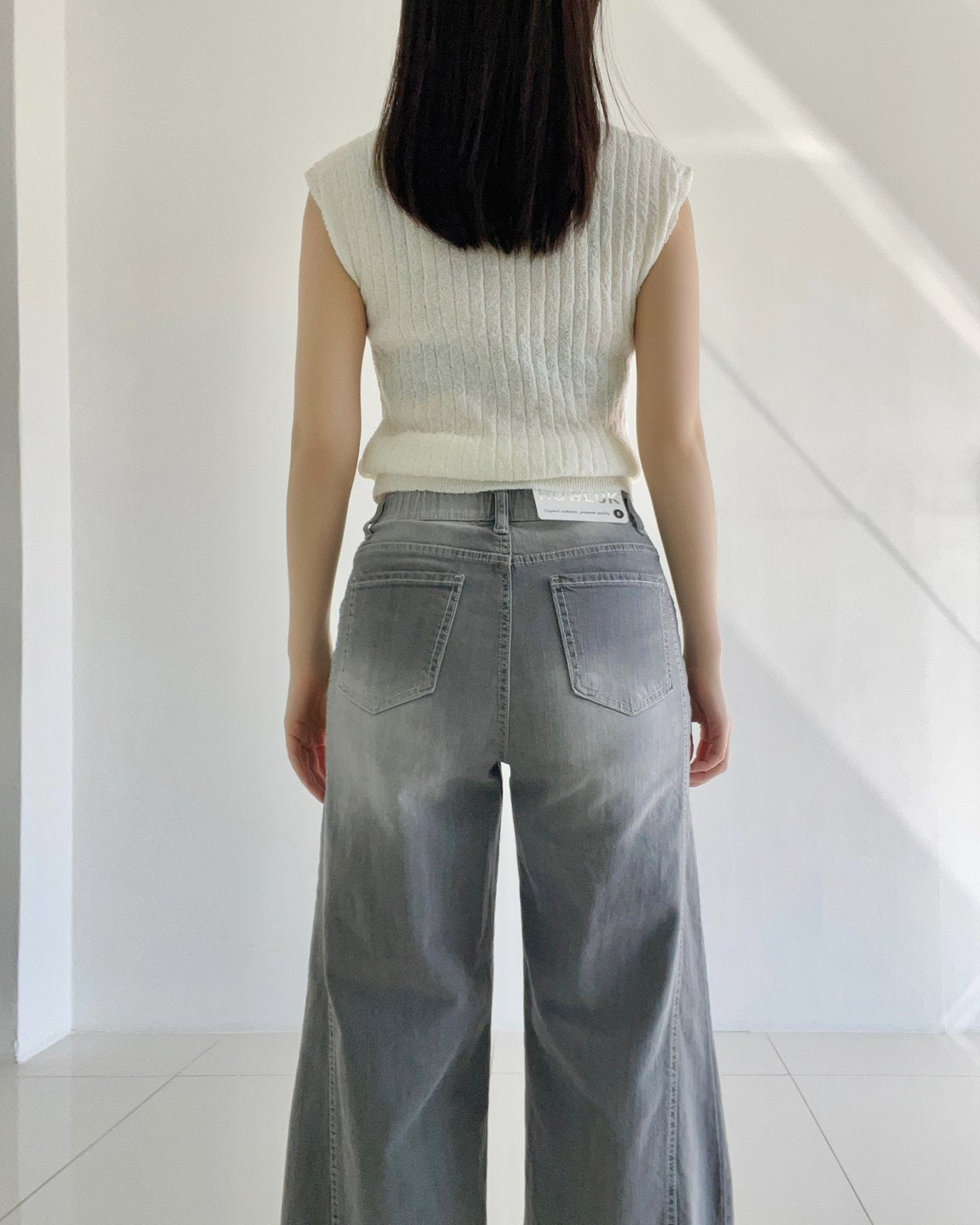 Banding Wide Denim (Gray)