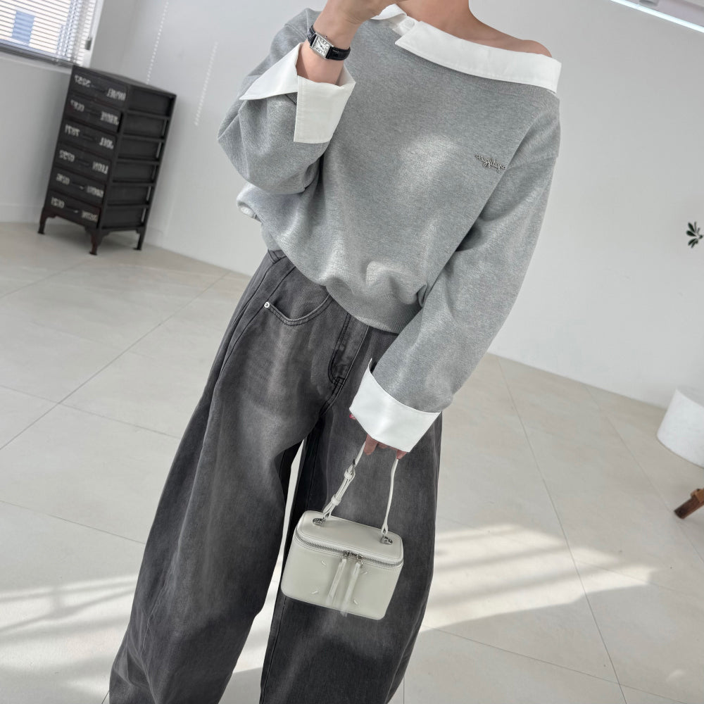 Layered Off-Shoulder Sweatshirt