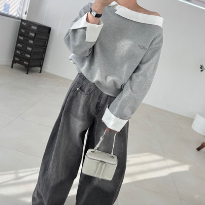 Layered Off-Shoulder Sweatshirt