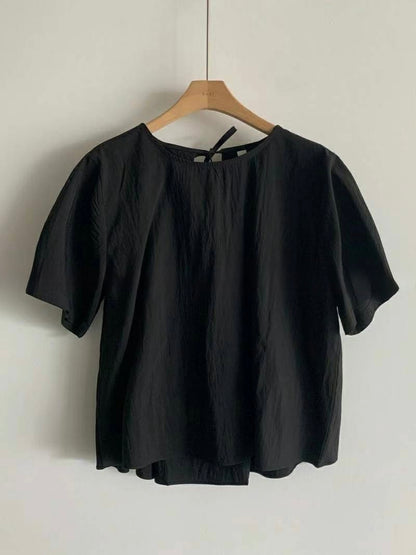 *    Back Ribbon Soft Blouse