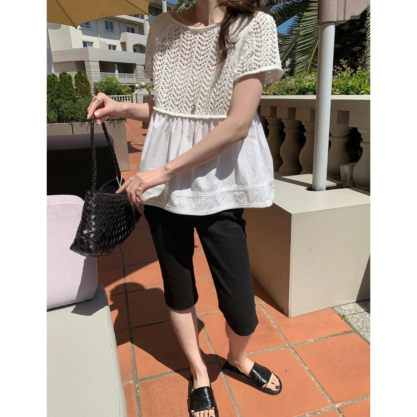 *Layered Crochet Knit Top