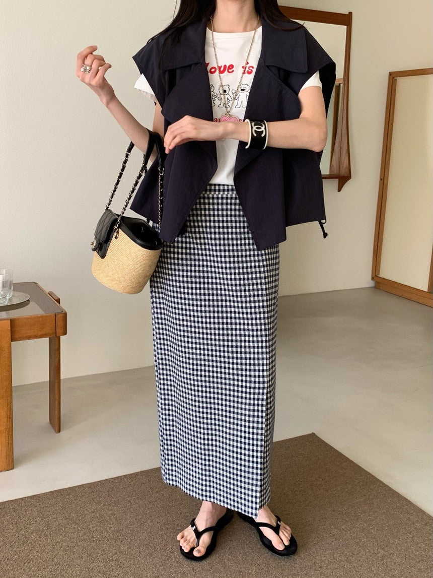 *Daily Check Long Skirt