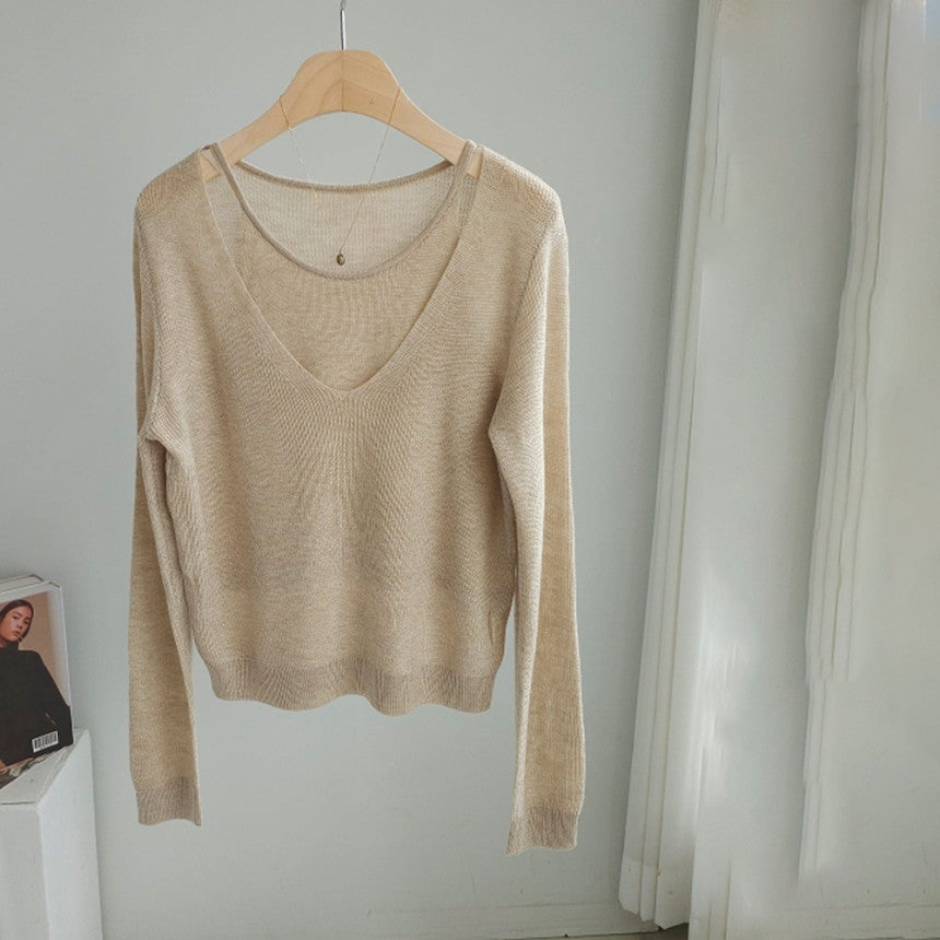 Twin Layered V neck Knit(~9/30) - AdoreMeU