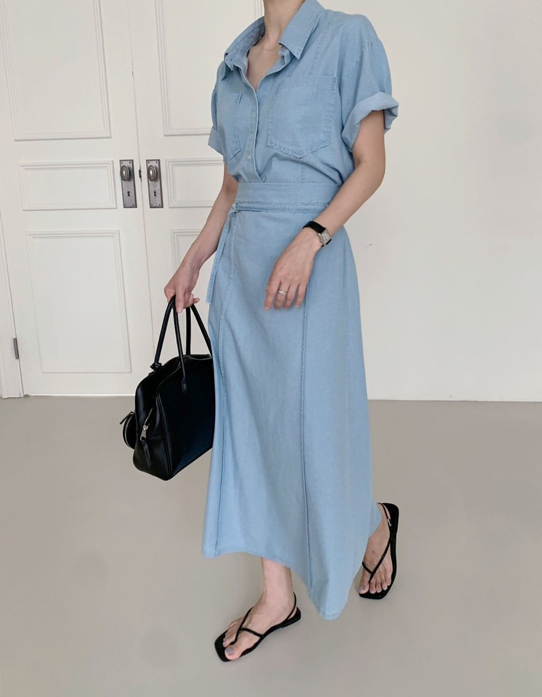 * Denim Shirt & Skirt Set