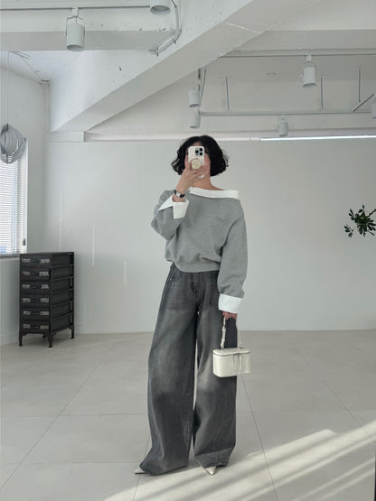 Layered Off-Shoulder Sweatshirt