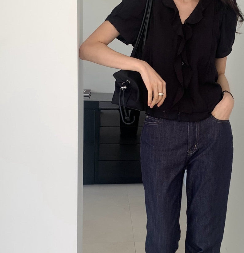 * Mori Pintuck Frill Blouse
