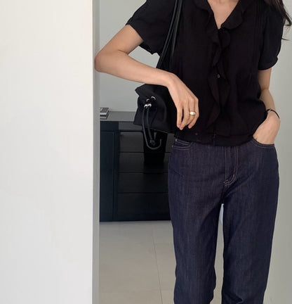 * Mori Pintuck Frill Blouse