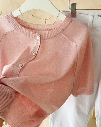 * Linen Raglan Knit Cardigan