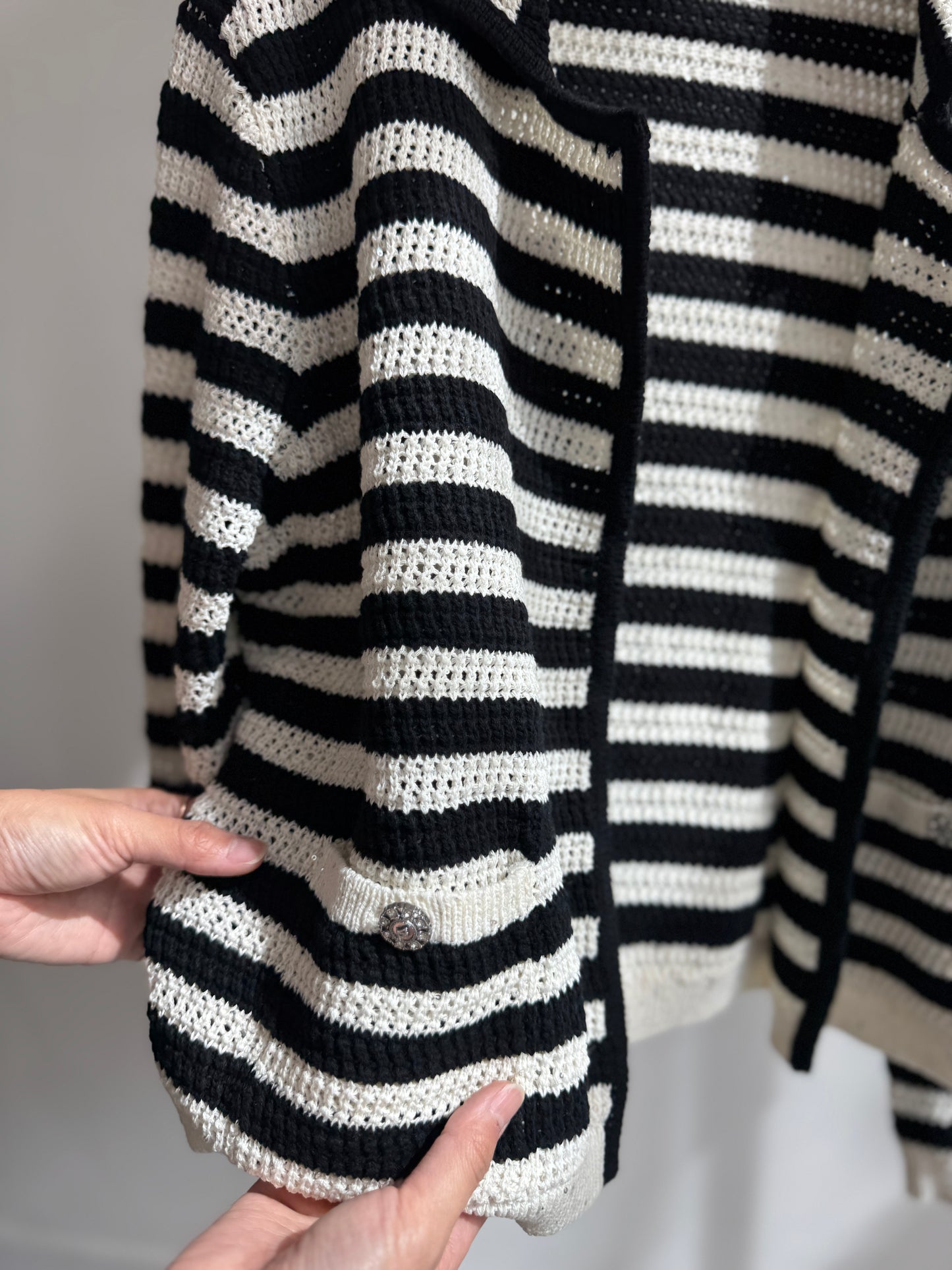 Stripe Spangle Knit Cardigan - AdoreMeU