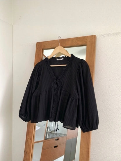 *Lovely Ruffle Cardigan Blouse