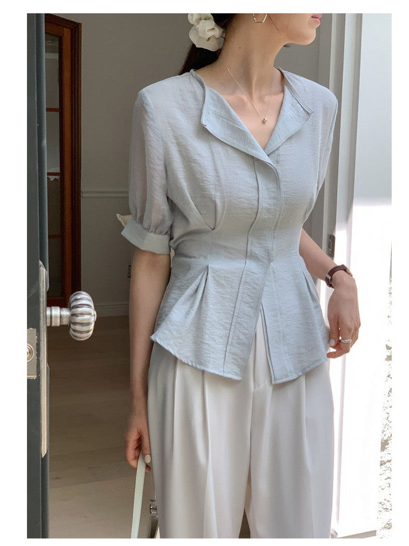 *Slim Pintuck Summer Blouse