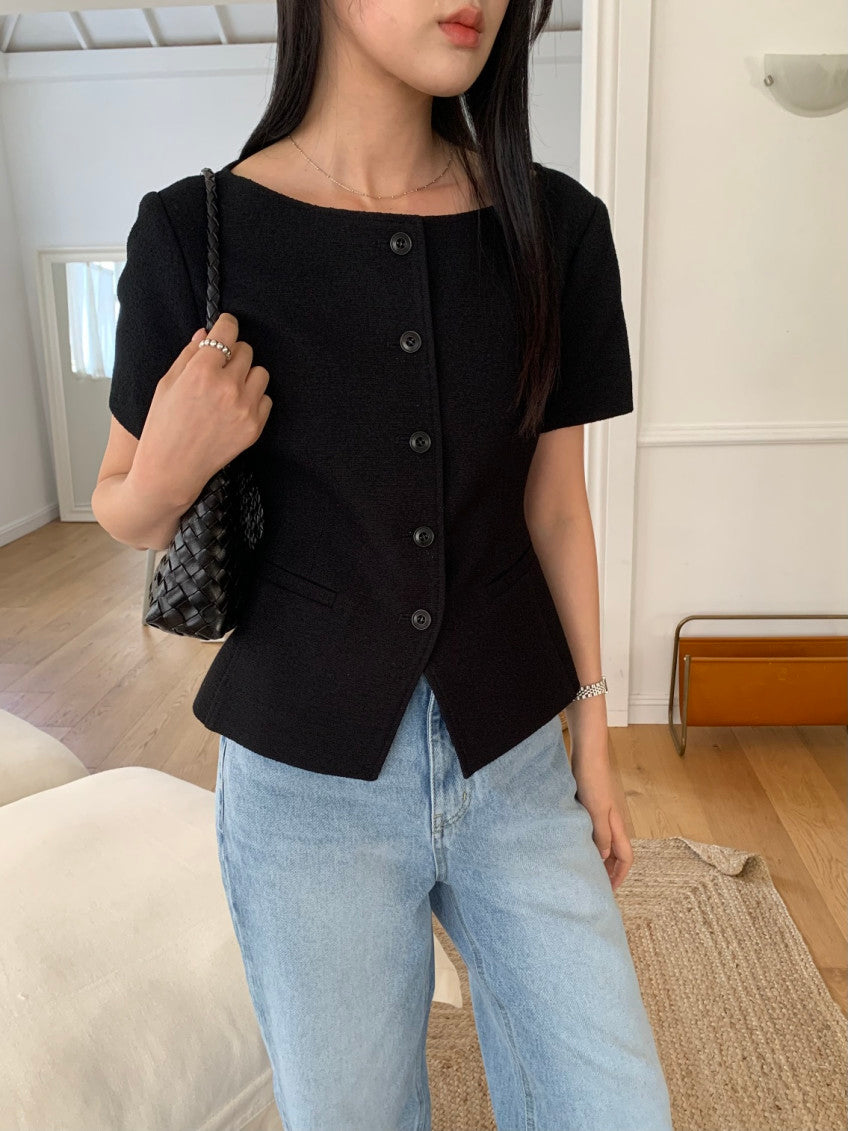 * Boatneck Tweed Jacket