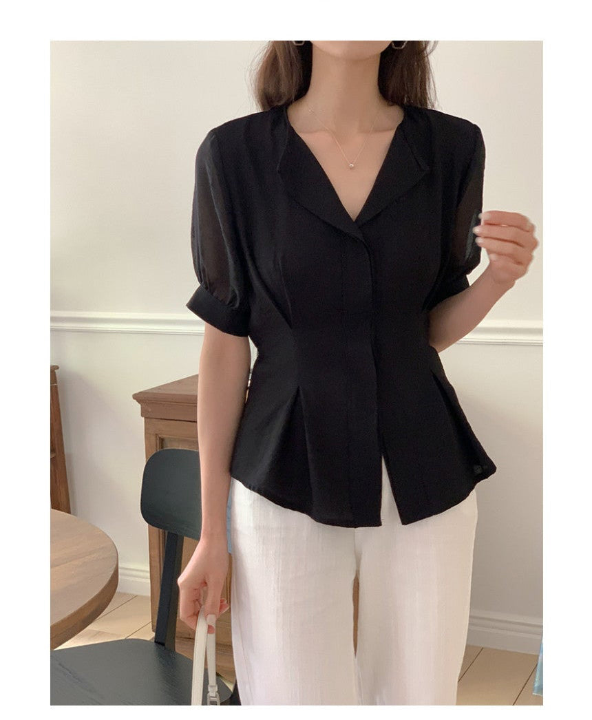*Slim Pintuck Summer Blouse