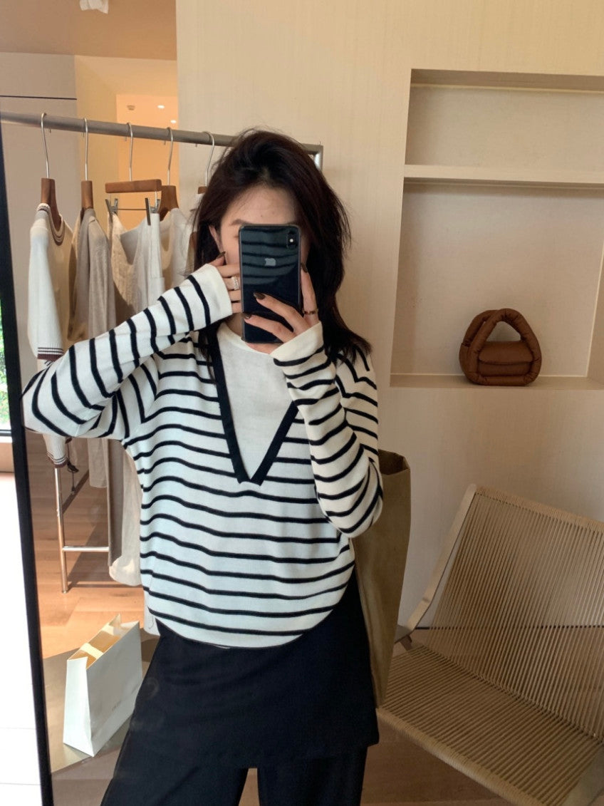*   Layered V-Neck Knit