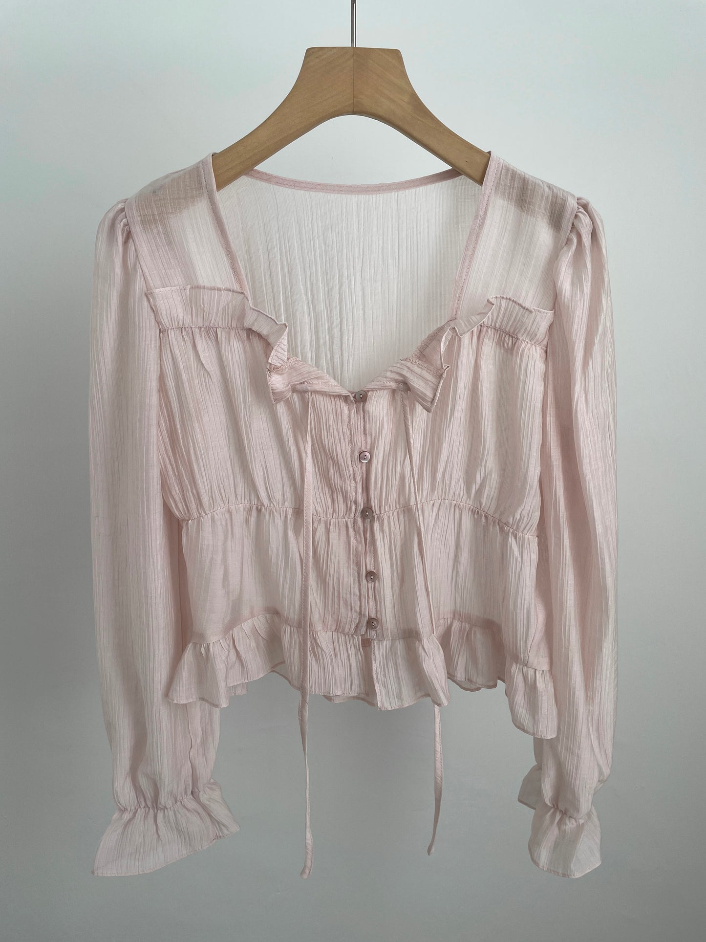 * Frill Cardigan Blouse