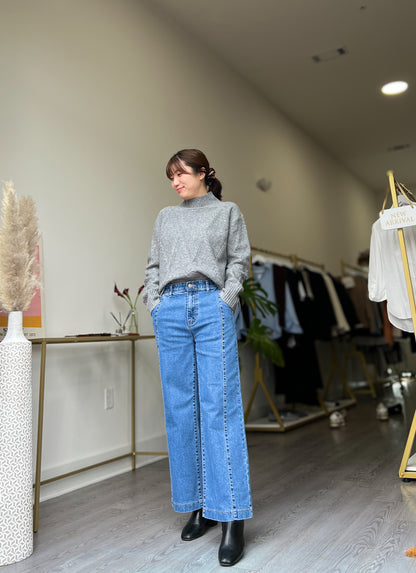 Two Line Semi Wide Banding Denim - AdoreMeU