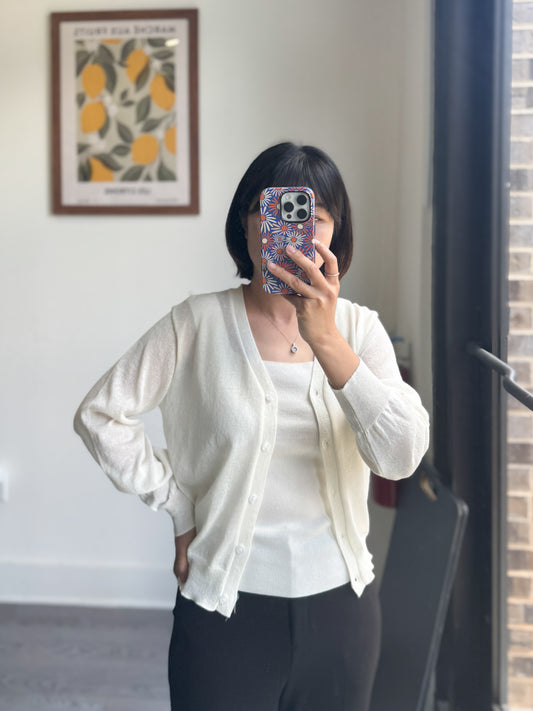 Linen V neck Cardigan (~5/19)