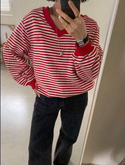 *Stripe V-neck MTM