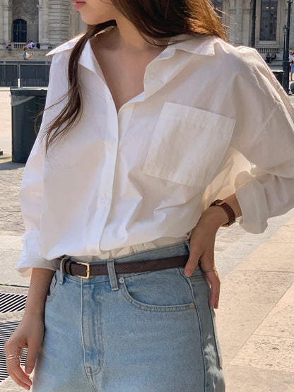 Oversized Solid Fall Shirt