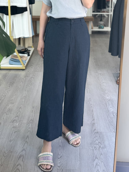 8/10 Linen Back-Band Pants - AdoreMeU