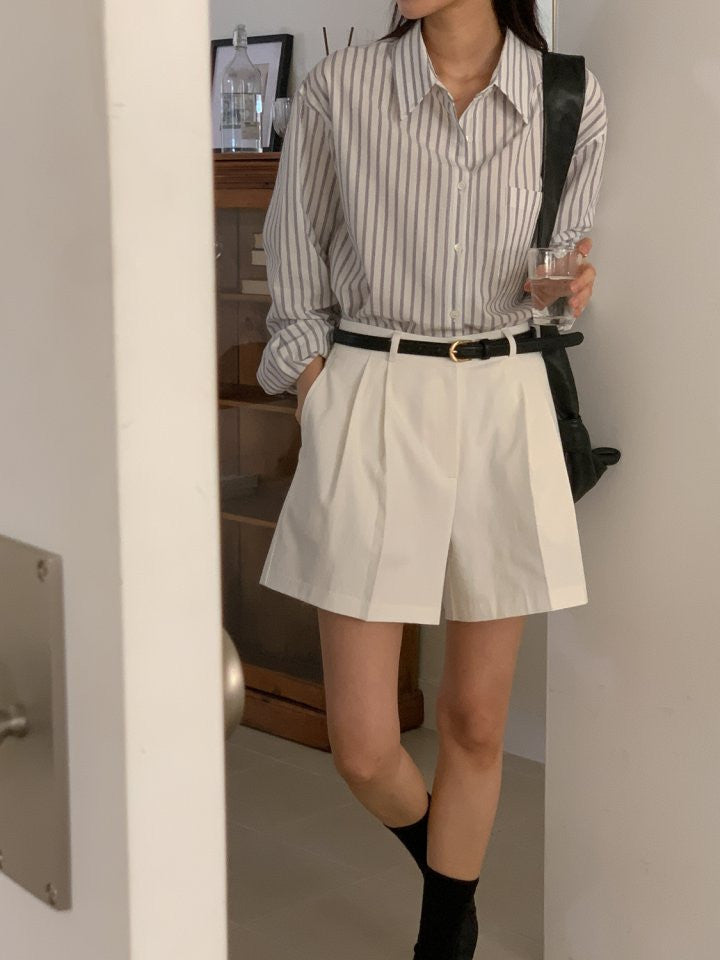 * Pintuck Cotton Shorts