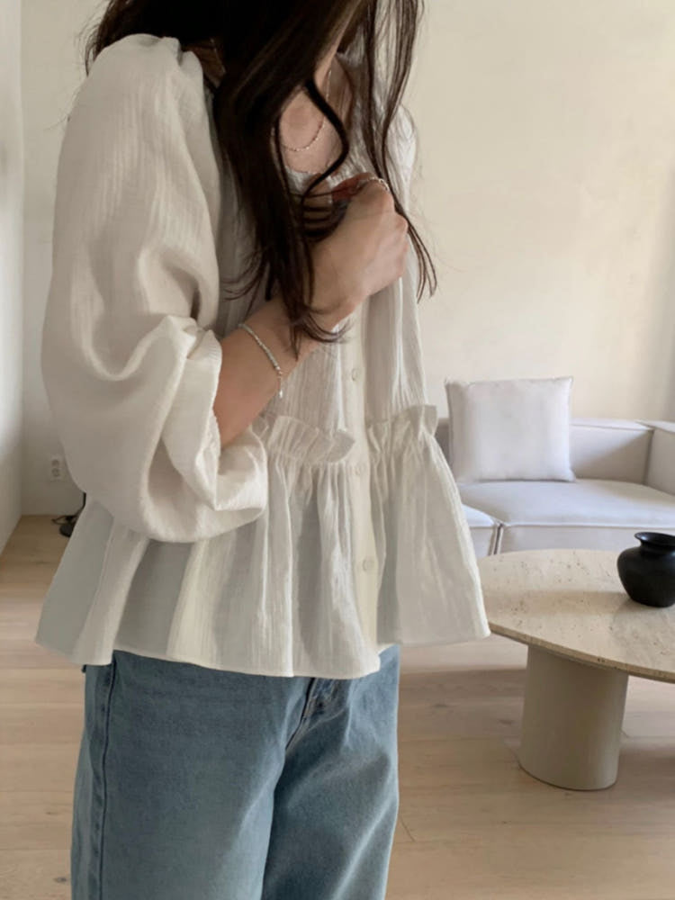 * Luna Shirring Frill Blouse