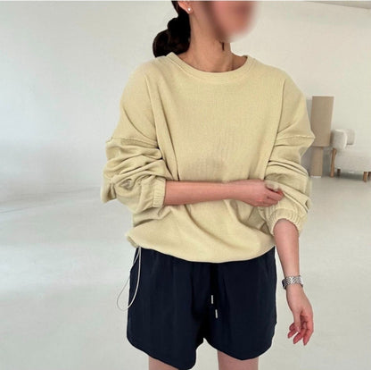 * Waffle Drawstring Sweatshirt