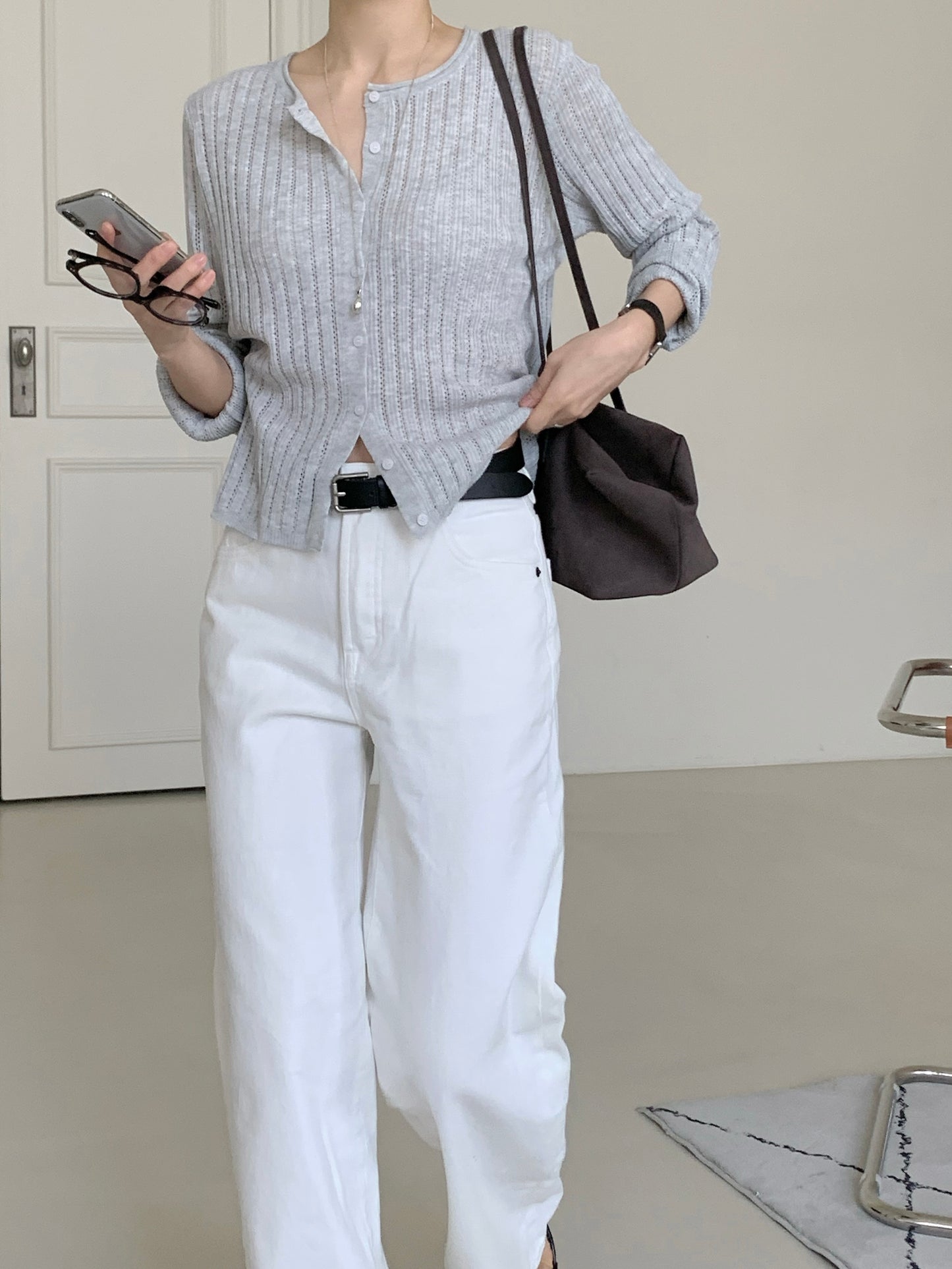 * Punching Knit Summer Cardigan