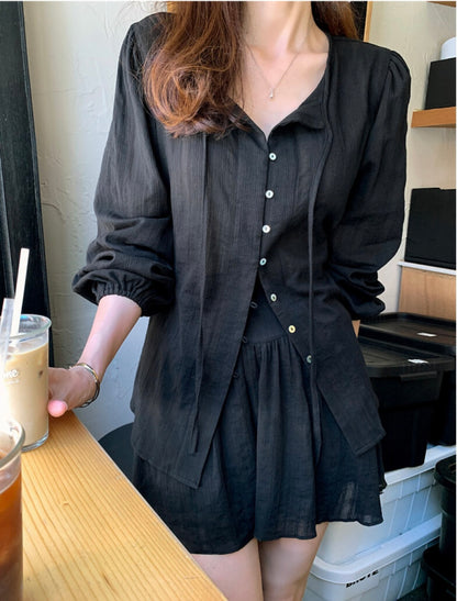 *Feminine Frill Blouse & Skirt Set