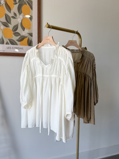 Soft Tie Blouse with Pleats - AdoreMeU