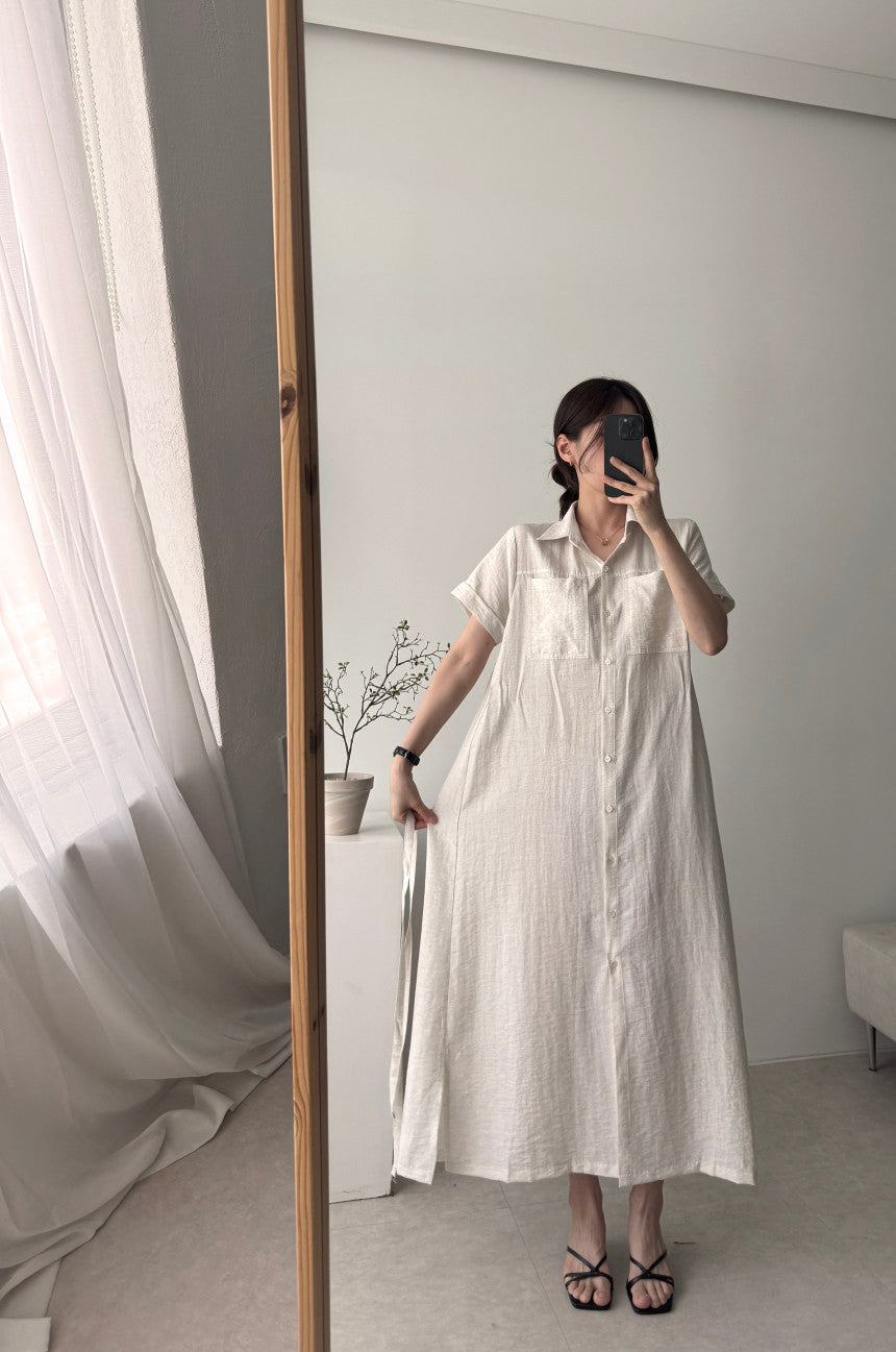 * Linen Pocket Dress