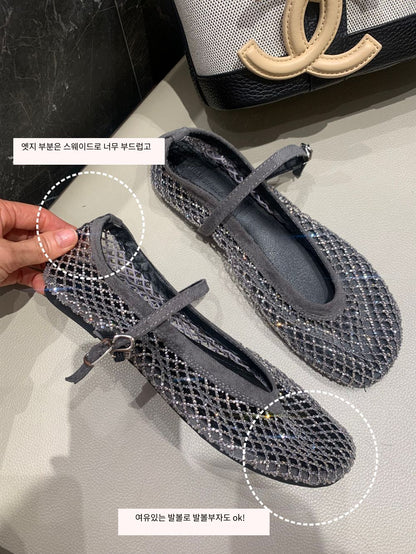 (PRE-ORDER)Beaded Mesh Flat Shoes 6/18