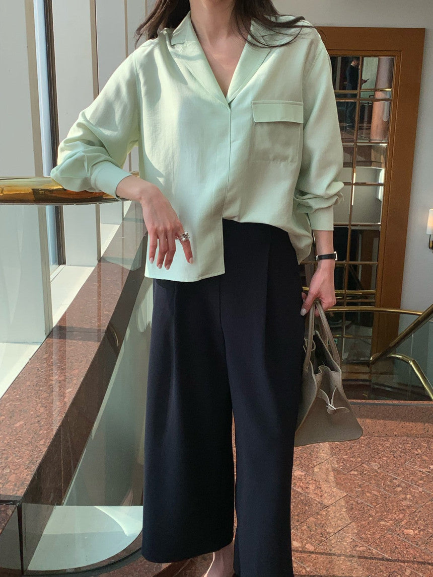 *실키 포켓 블라우스